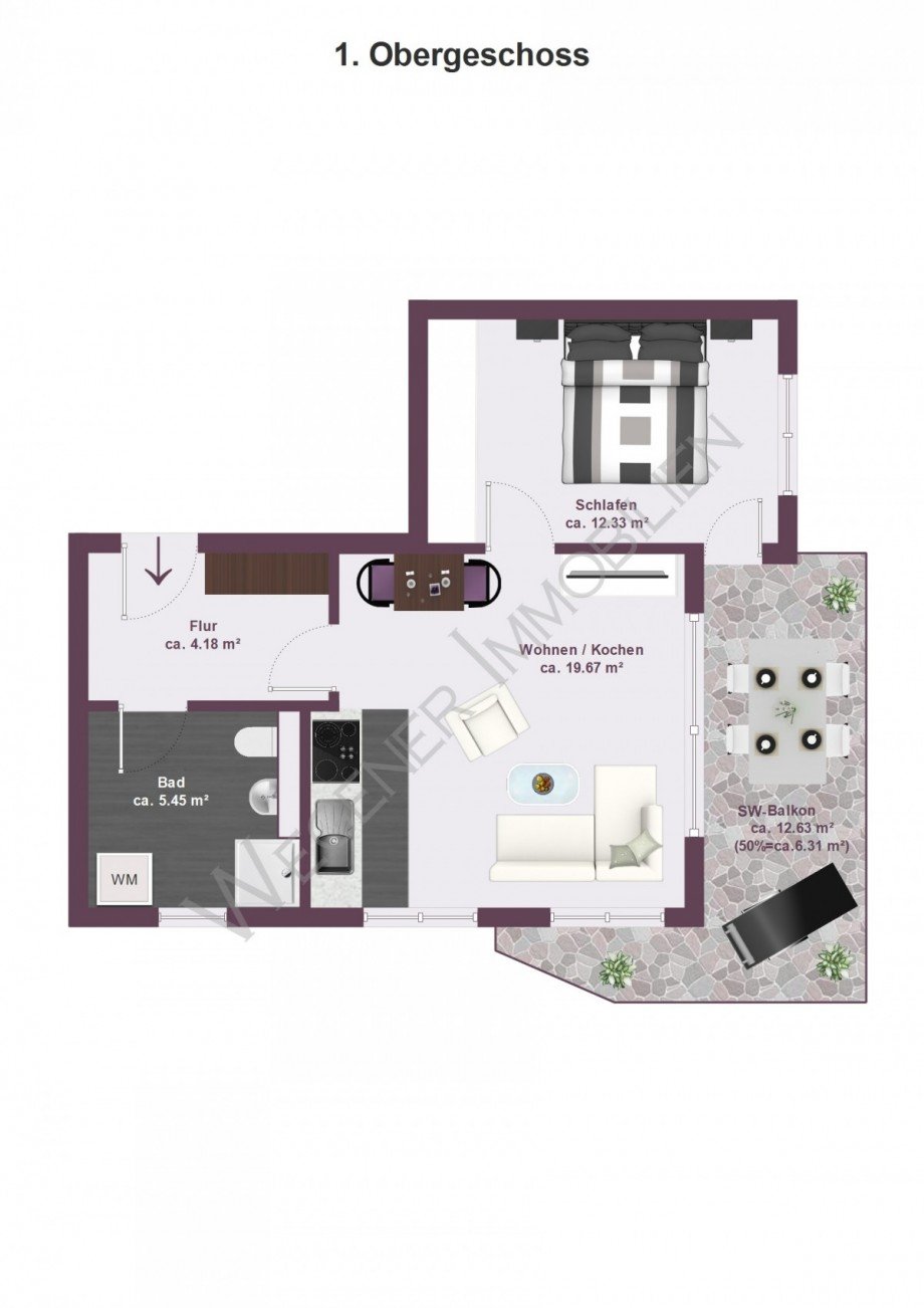 Grundriss Bsp M�blierung Etagenwohnung M�nchen