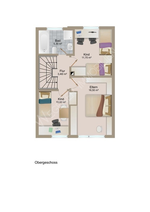 Grundriss OG Reihenmittelhaus Kirchheim bei M�nchen