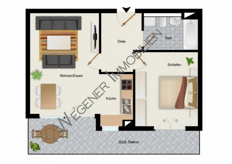Grundriss-Bsp.- M�blierung Etagenwohnung M�nchen