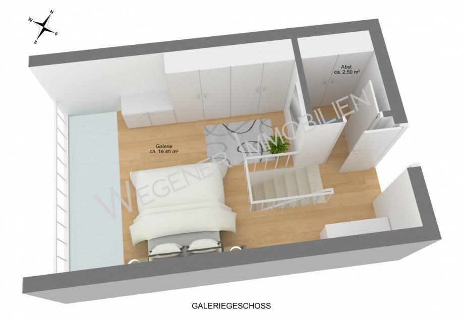 Grundriss Galerie_Bsp.-M�blierung Maisonettewohnung M�nchen