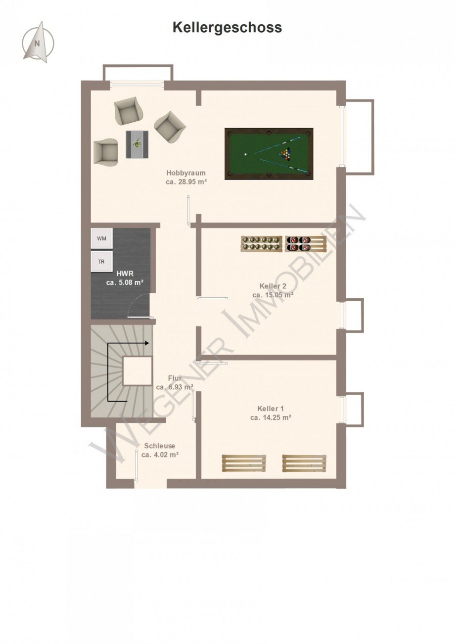 Grundriss Bsp m�blierung UG Maisonettewohnung M�nchen