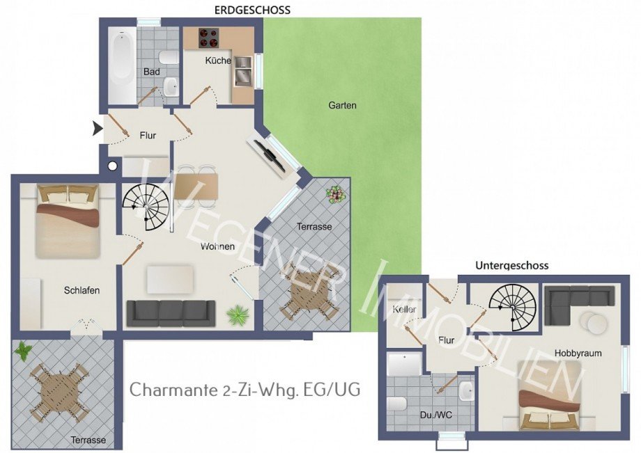 Grundriss_EG_UG-Bsp. m�blierung Erdgeschosswohnung M�nchen