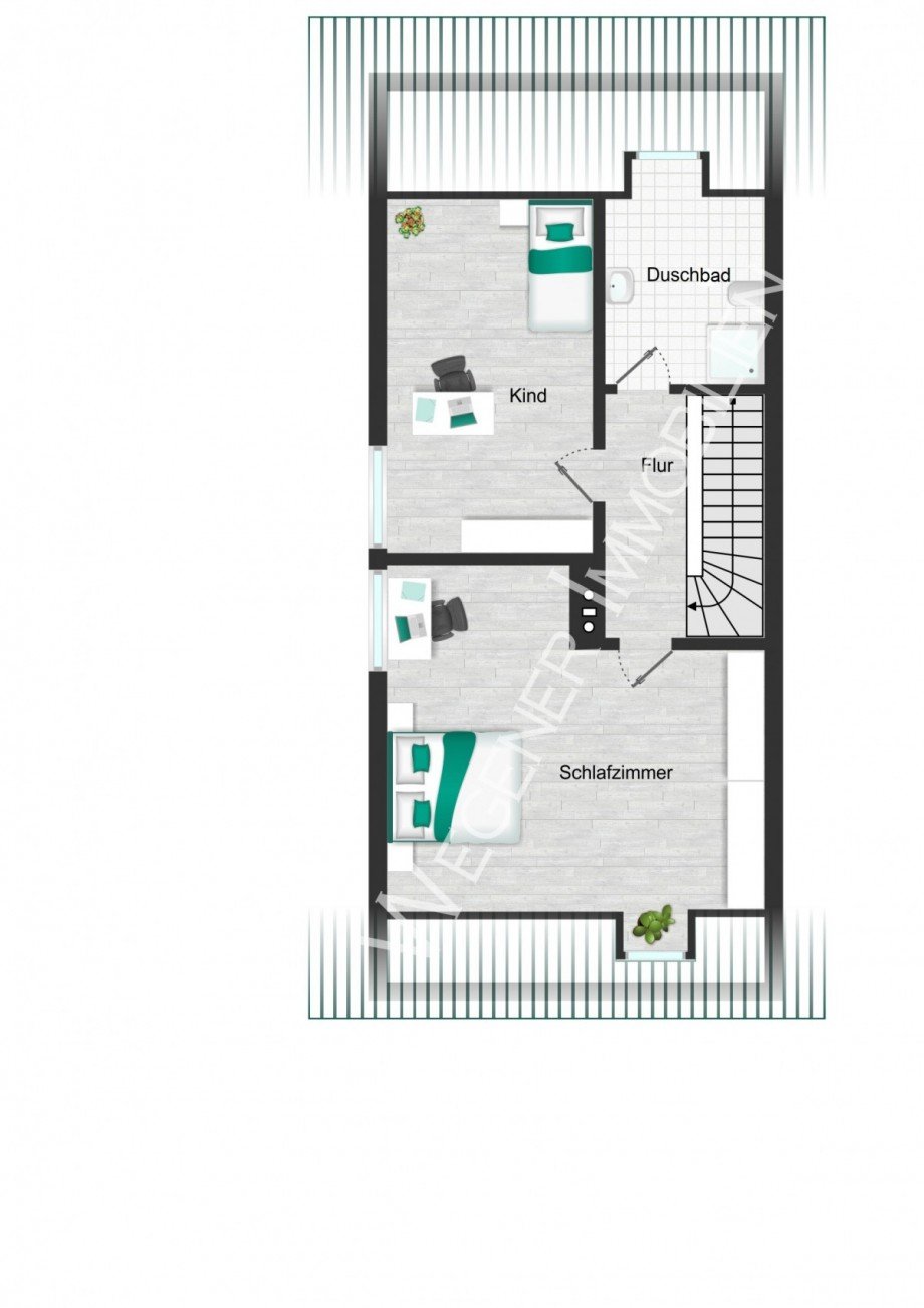 Grundriss mit Bsp. m�blierung DG Doppelhaush�lfte M�nchen