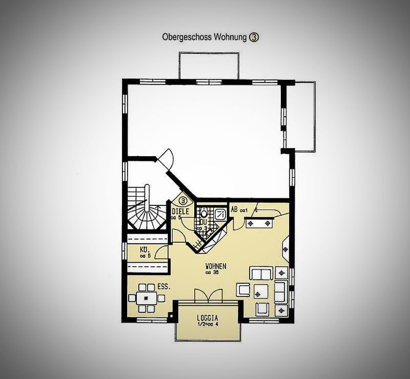 Grundriss-OG Maisonettewohnung M�nchen