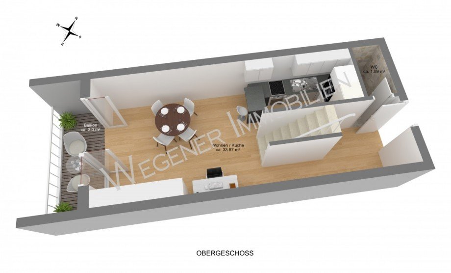 Grundriss OG_Bsp.-M�blierung Maisonettewohnung M�nchen