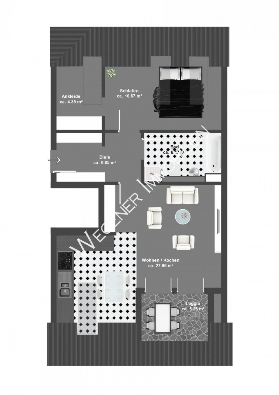 Grundriss_Bsp.-M�blierung Dachgeschosswohnung Putzbrunn