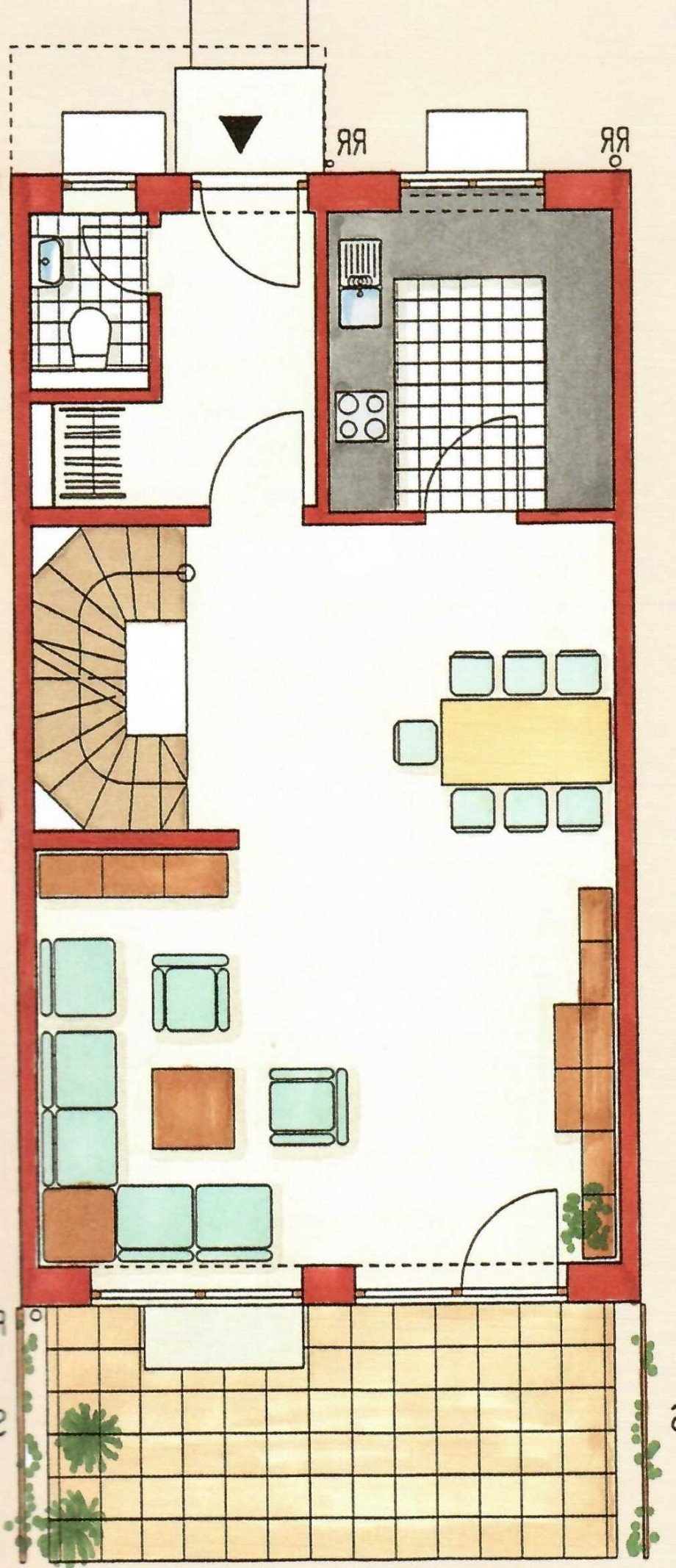 Grundriss EG Reihenmittelhaus Taufkirchen
