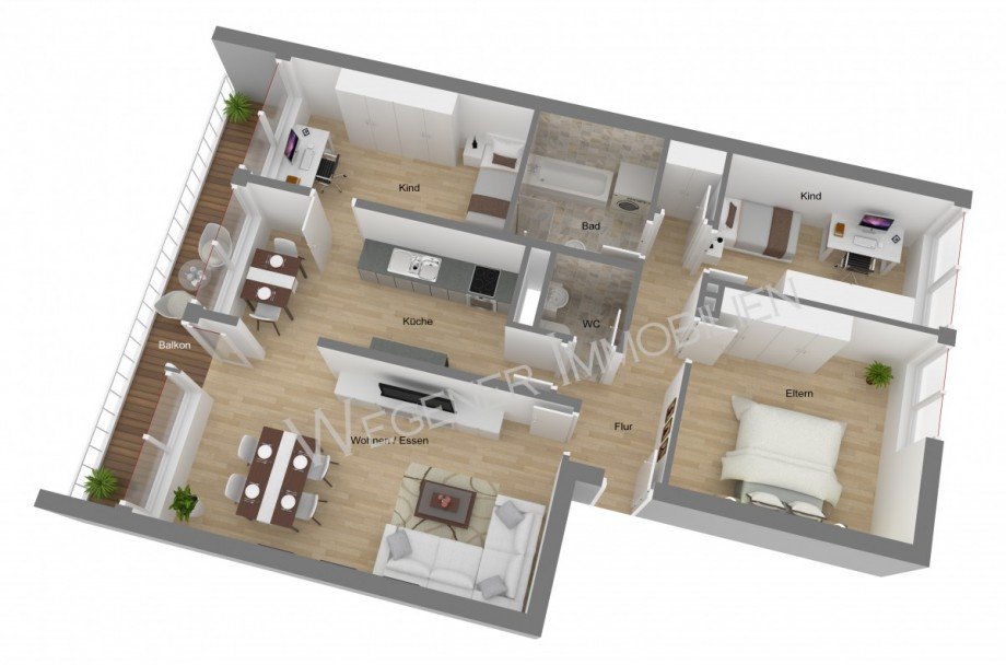 Grundriss mit Bsp m�blierung1 Etagenwohnung M�nchen