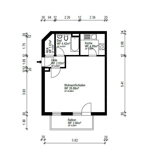 Grundriss Ma�e Etagenwohnung M�nchen